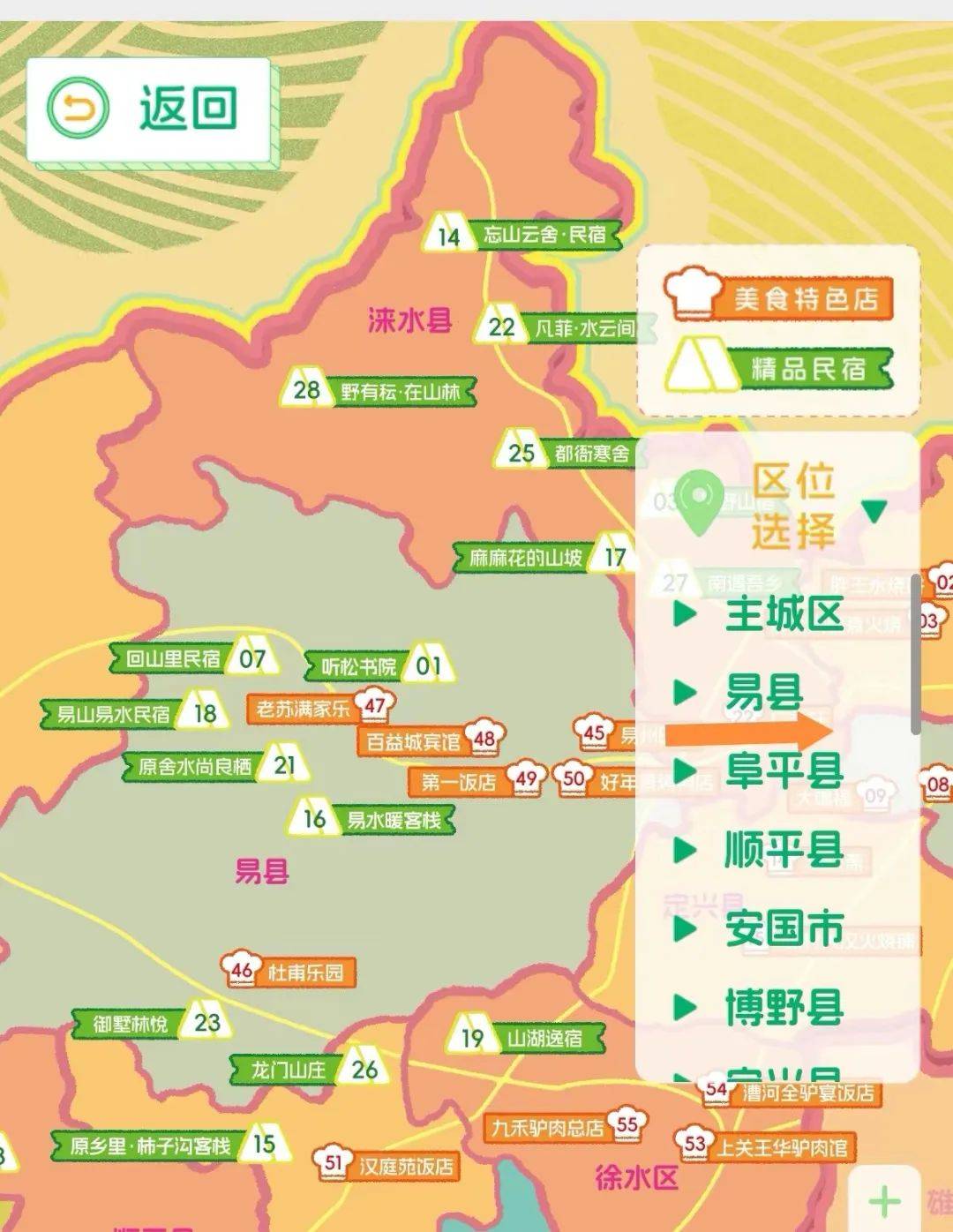 "保定美食美宿手绘图"上线,看看都包含易县哪些地方吧_住宿_主城区