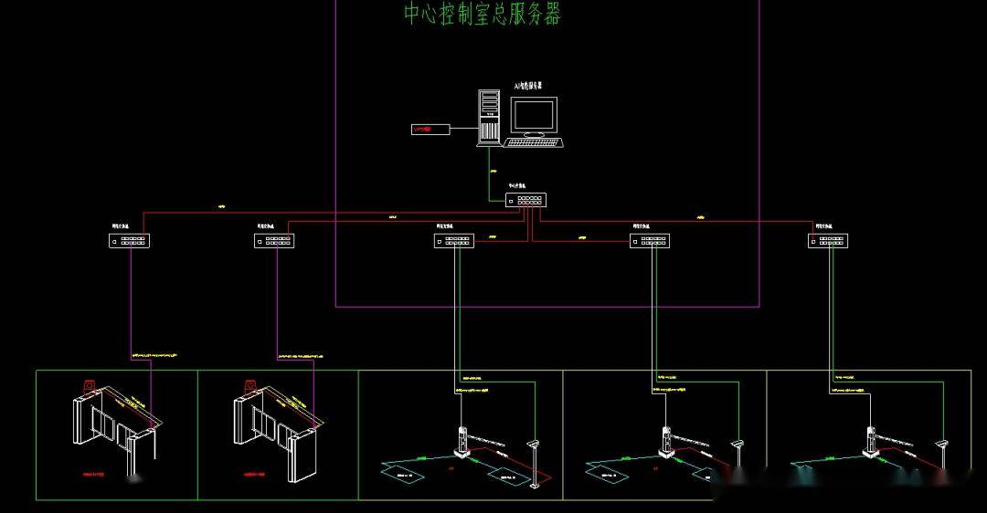 一套停車場管理及人行通道閘機的cad圖紙素材_施工_文檔_系統