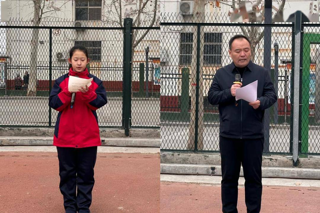3月4日上午,莘县实验初级中学全体师生于操场举行"赓续雷