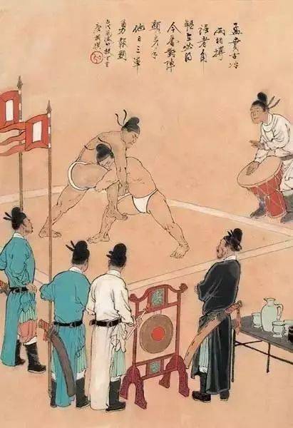 另一种相扑,是在表演场合进行表演的▼公元7世纪,日本不仅从中国带回