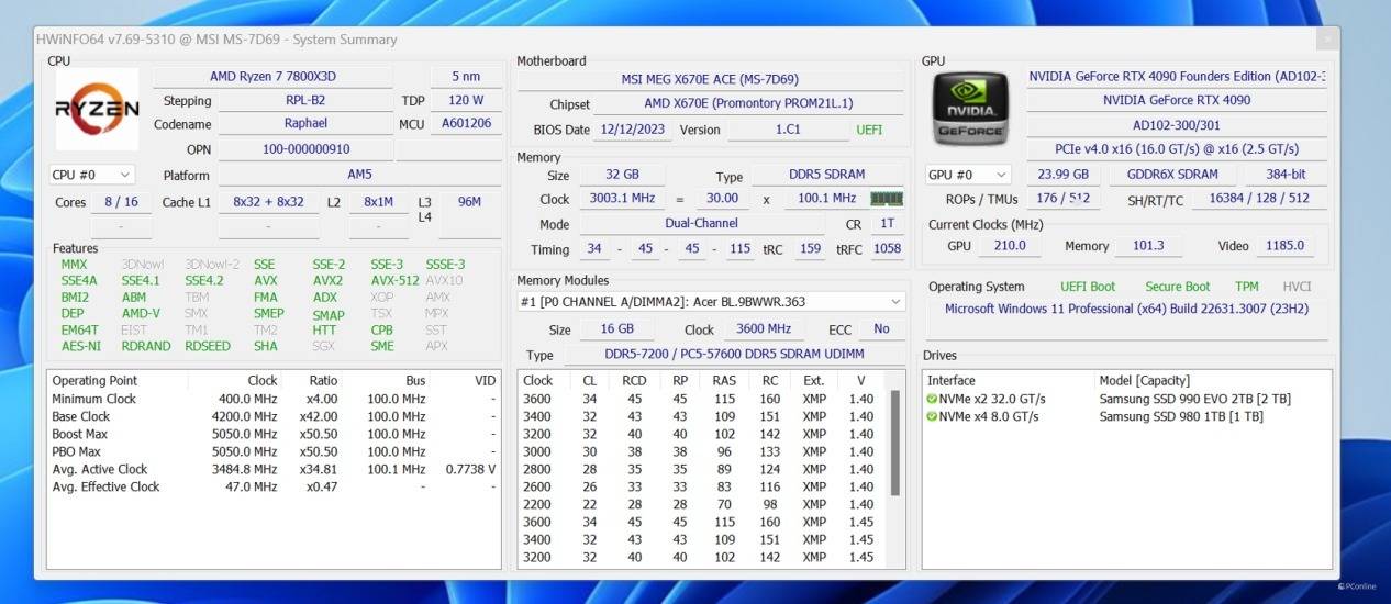 x670e ace,升级至最新版本bios的同时还全新安装windows 11 23h2系统