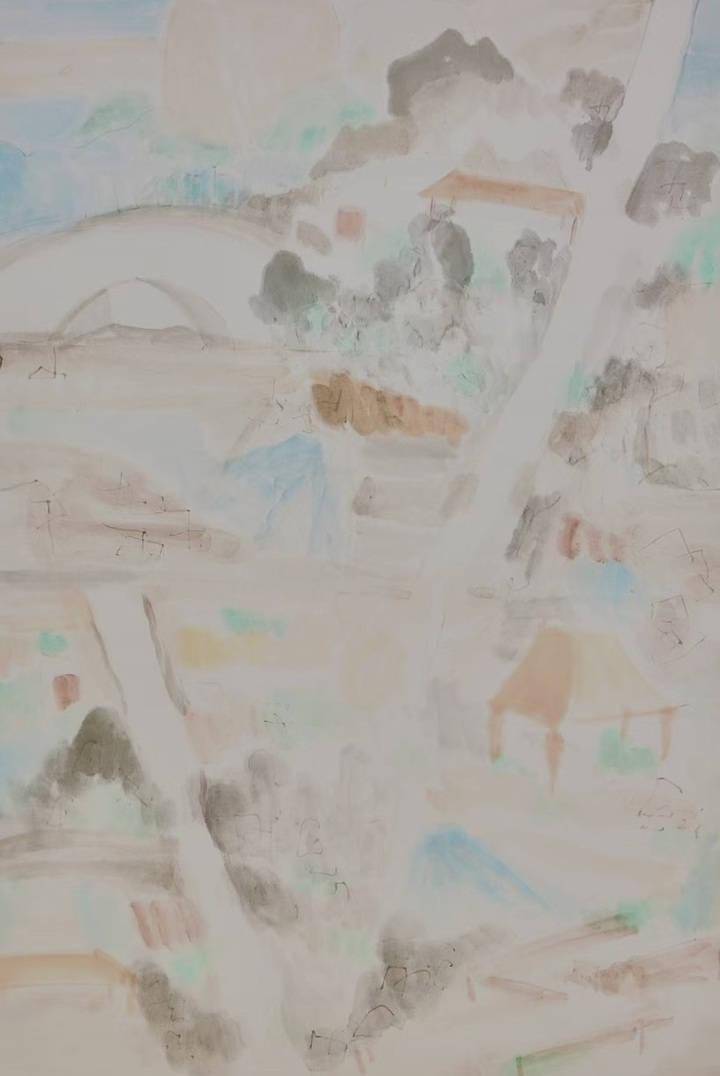 晚潮泥路水渠橘圃