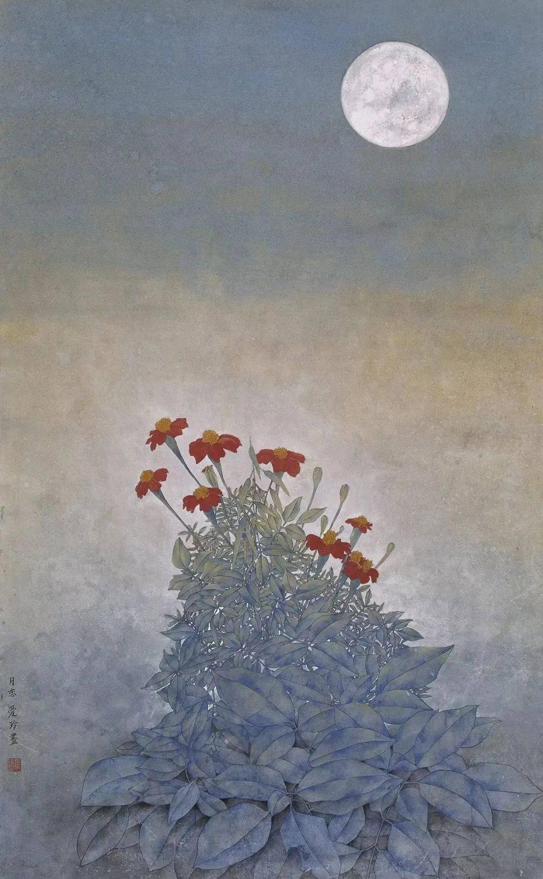 张爱玲的工笔花鸟画39图象一首首流淌的诗意