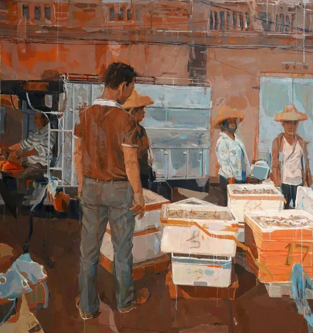 李新赞:我只想传递喧哗的海港景象中那种静的感觉_cm_油画_布面