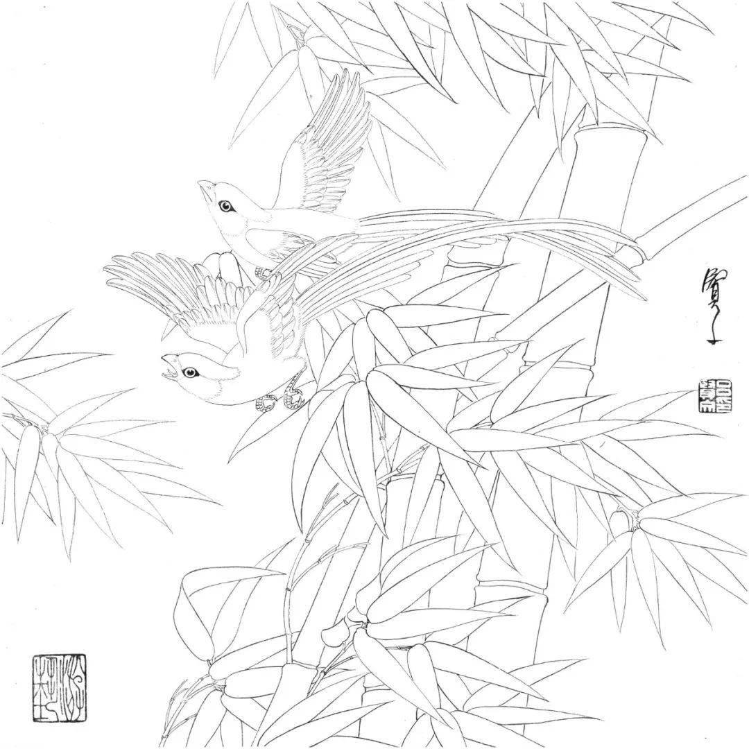 精美花鸟白描20幅