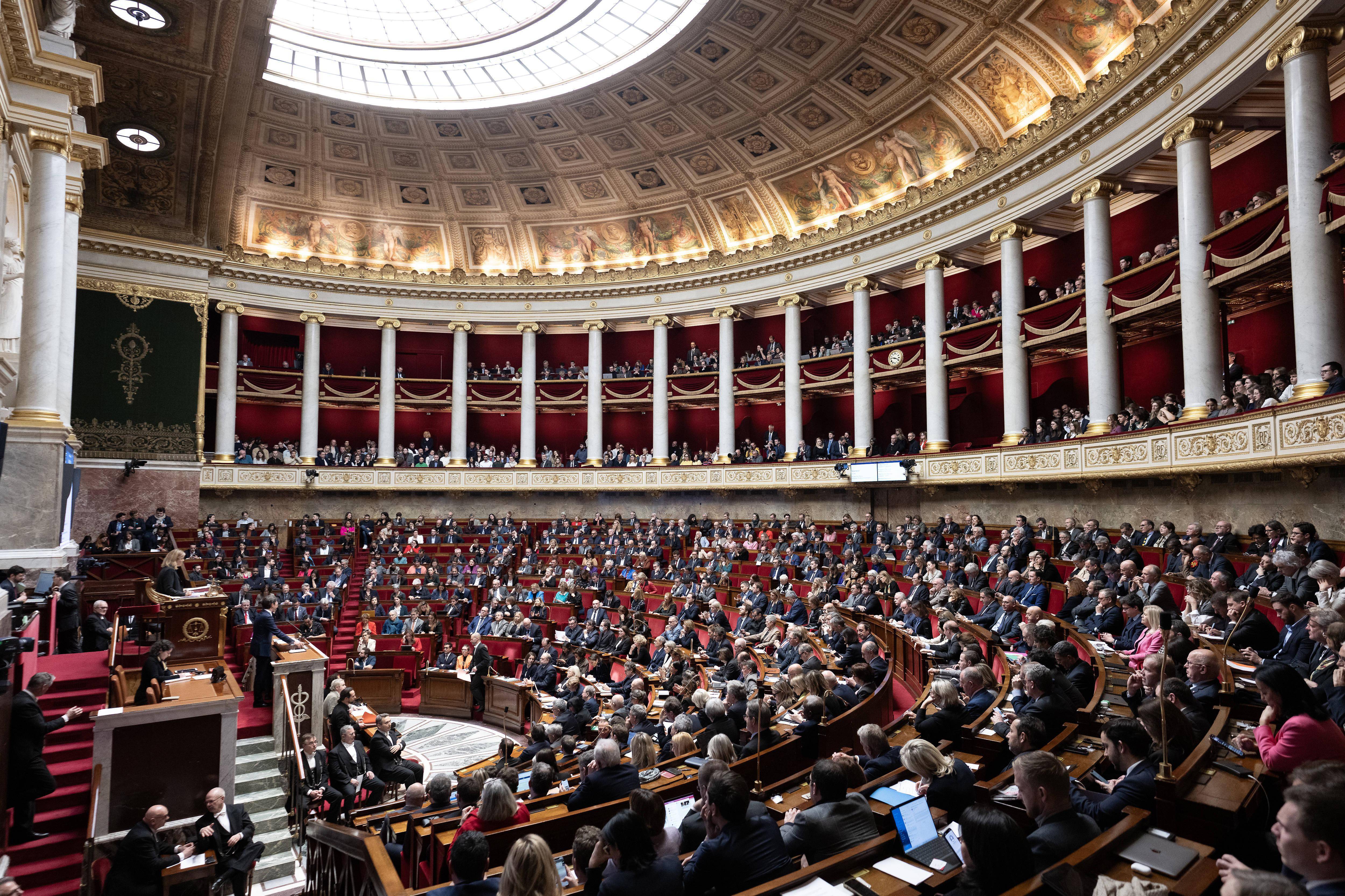 这是1月30日在法国巴黎拍摄的法国国民议会会议现场(新华社)