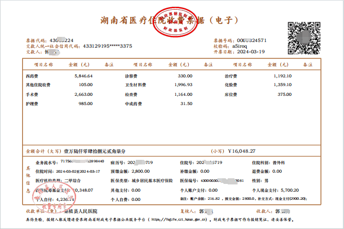 B超缴费单图片