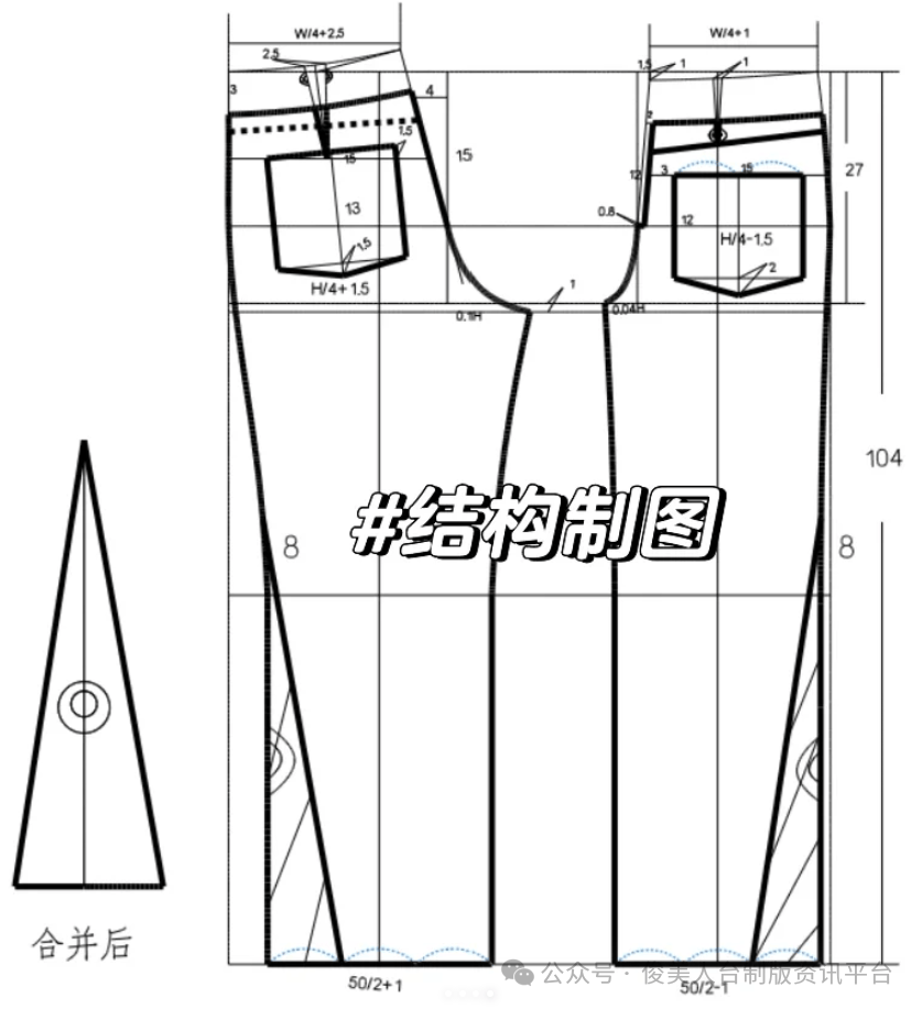 分享几款春夏时髦牛仔裤结构纸样裁剪图