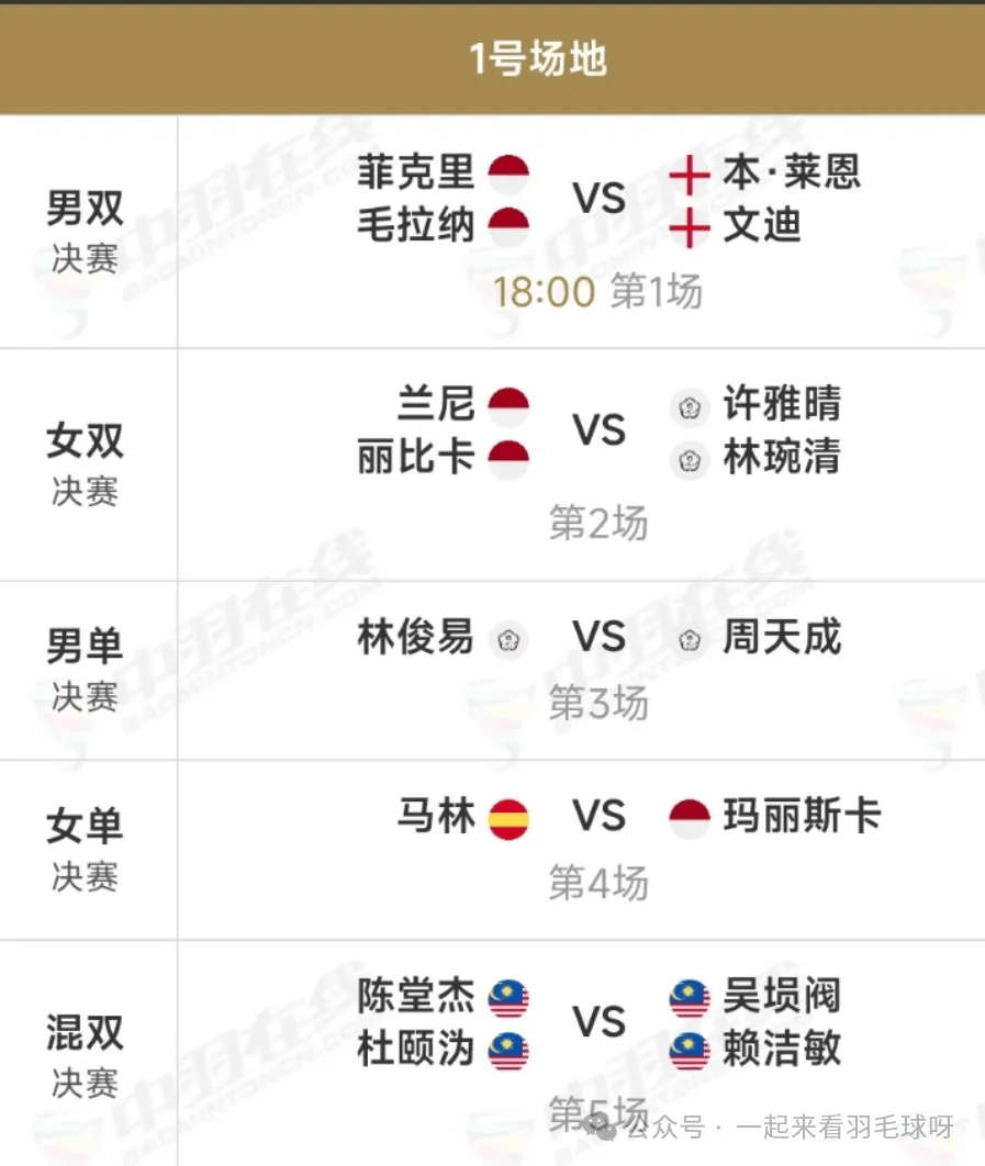 刘雨辰欧煊屹奥运资格或将陷入险境瑞士羽毛球公开赛决赛赛程