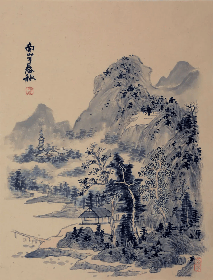 临摹山水画图片