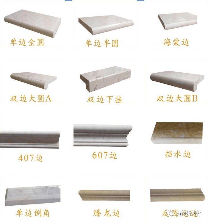 常见石材加工边样式及窗台边样式