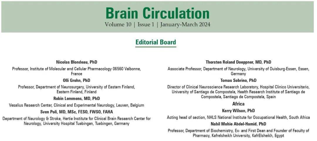 欢迎投稿 | Brain Circulation-IF1.9-吉训明院士主编