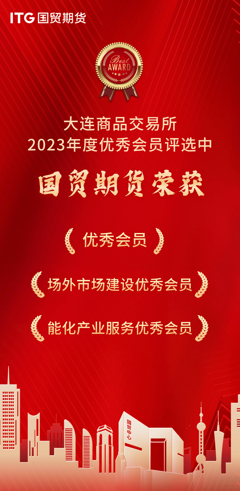 热烈祝贺国贸期货在大连商品交易所2023年度优秀会员评选中荣获多项