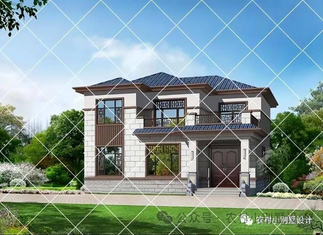 20款二层新中式别墅2024年想要建房的看过来就是村里最靓的房