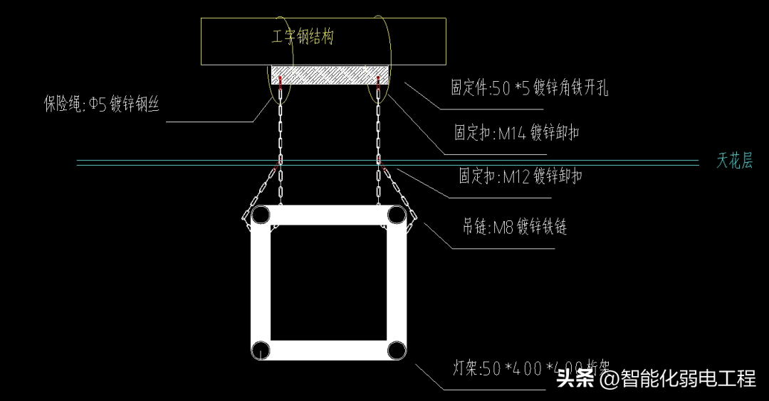 弱电工程会议室舞台灯光系统安装大样图