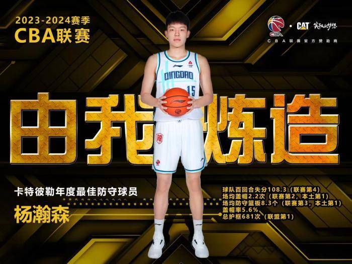 杨瀚森成为cba年度最佳防守球员最年轻得主
