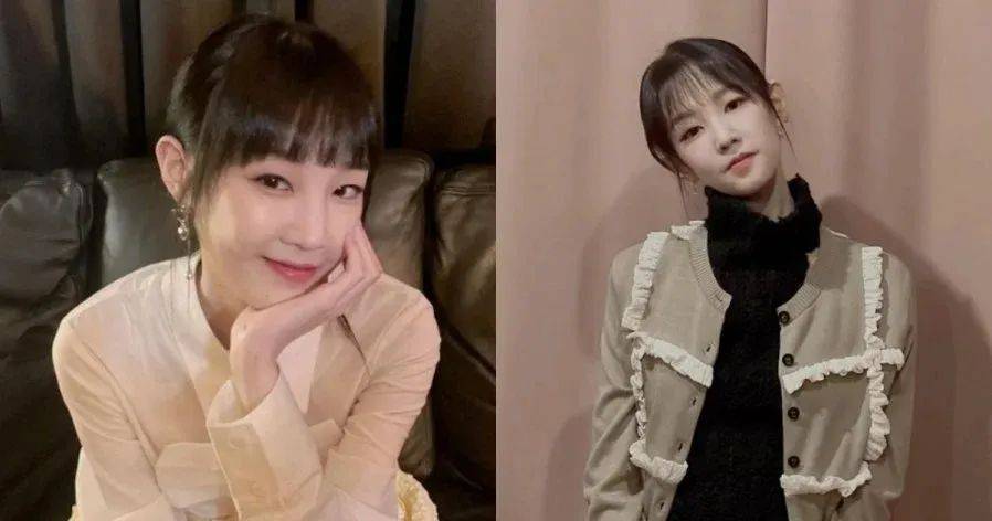 一个月前,朴宝蓝在instagram晒出一张比著"v"手势的照片,展现出明朗