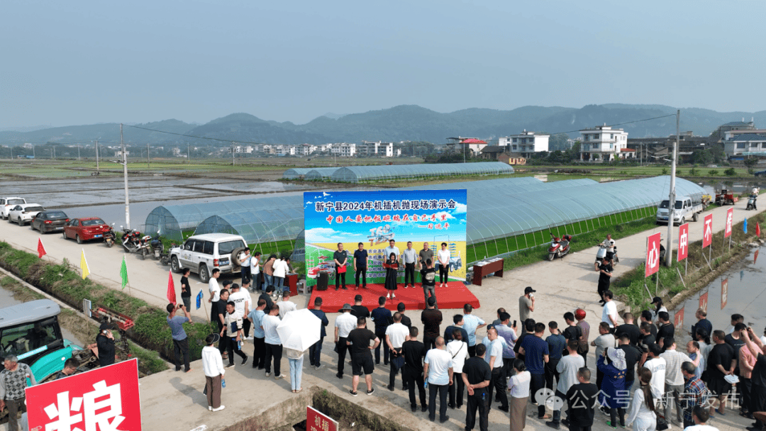 新宁:水田演示机插秧 机械种植助春耕_农机_作业_水稻