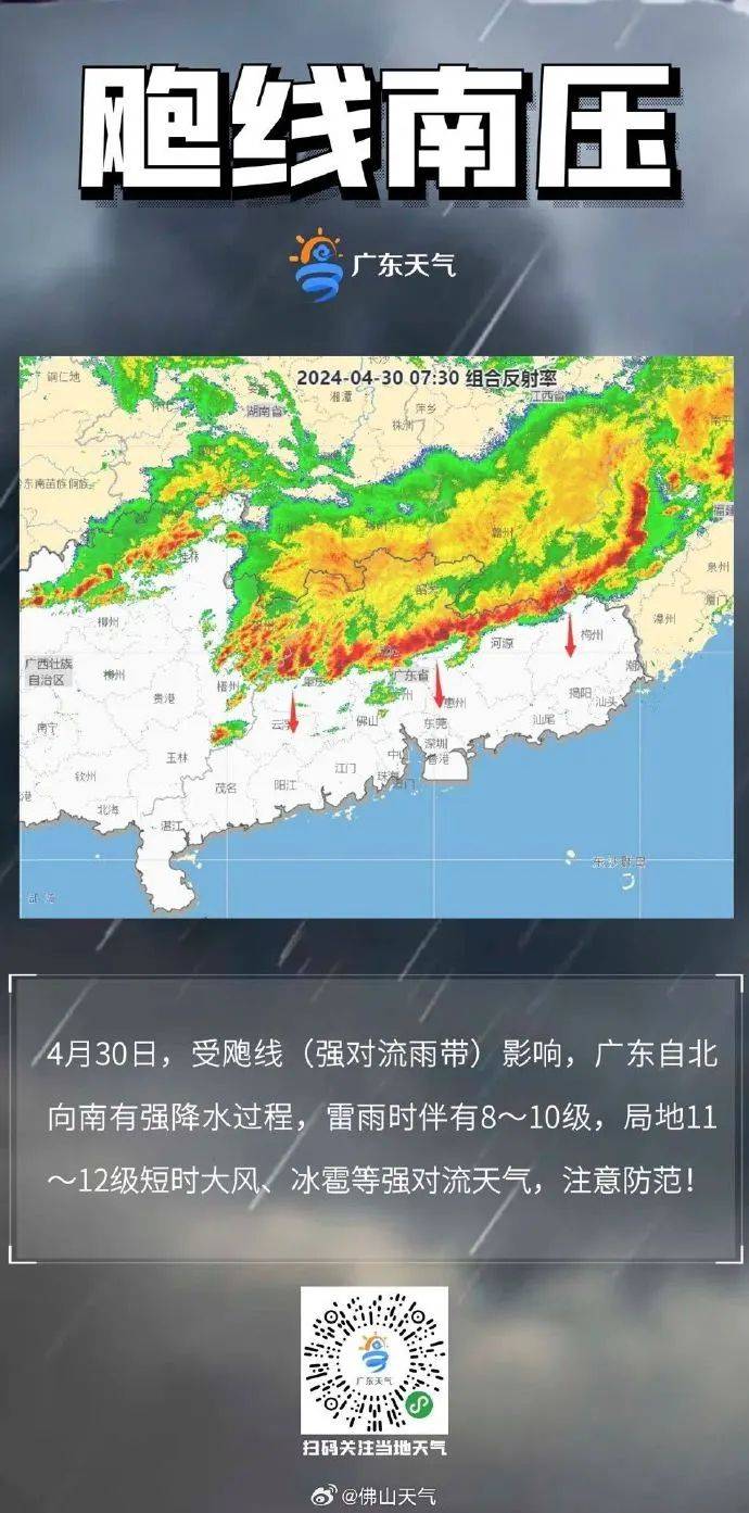 飑线正横扫广东！6小时内佛山有暴雨！要防范冰雹和龙卷！_预警_橙色_肇庆