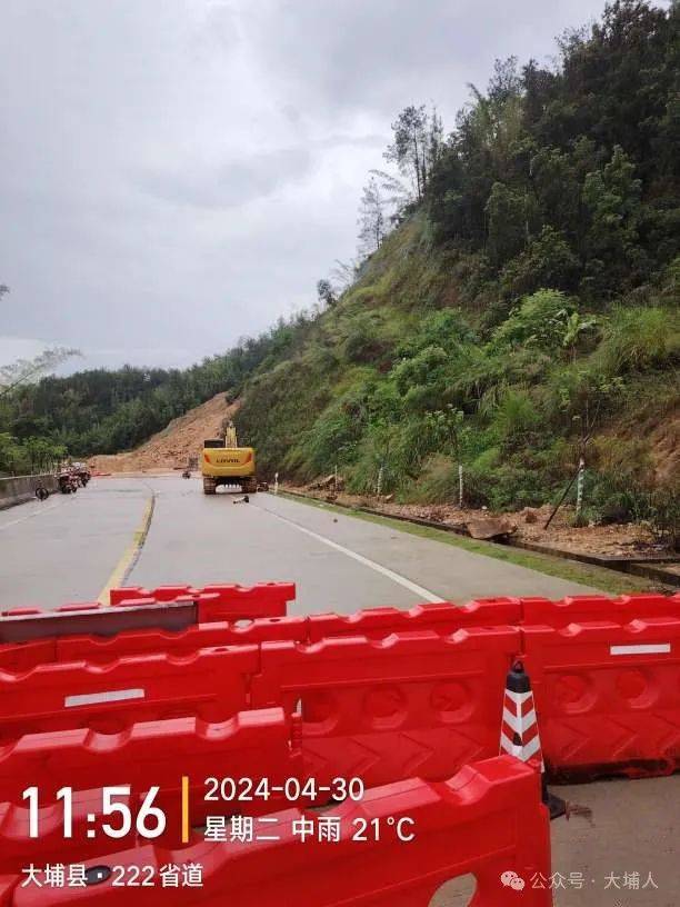 大埔这些路段出现山体滑坡