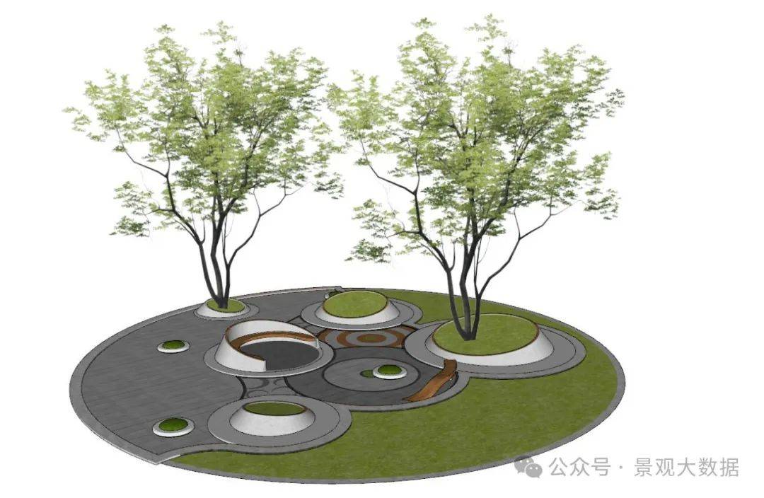 创意圆形树池su模型合集_景观_数据_素材
