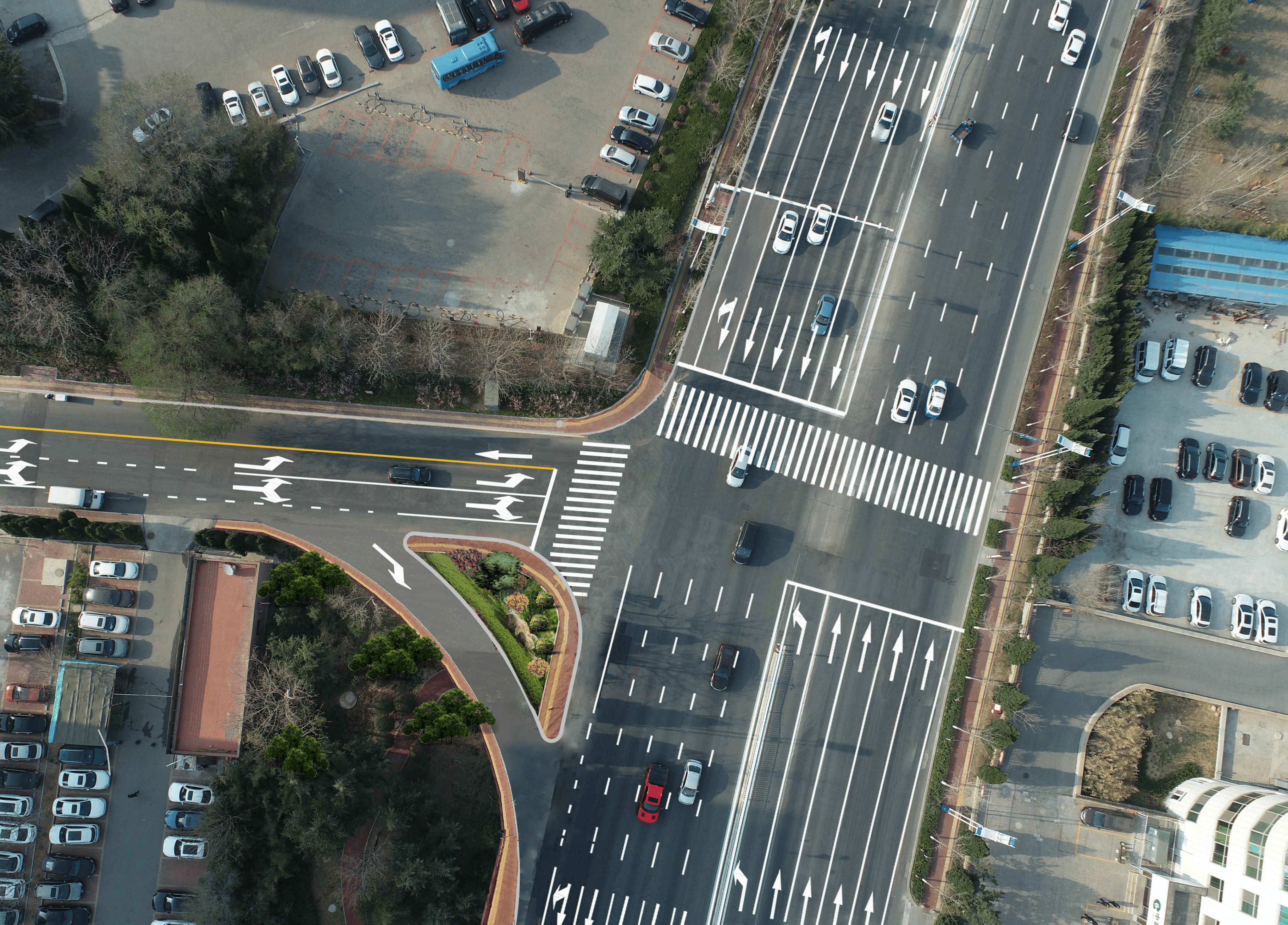 杏林路路口渠化改造开工 来往观海路更加方便安全