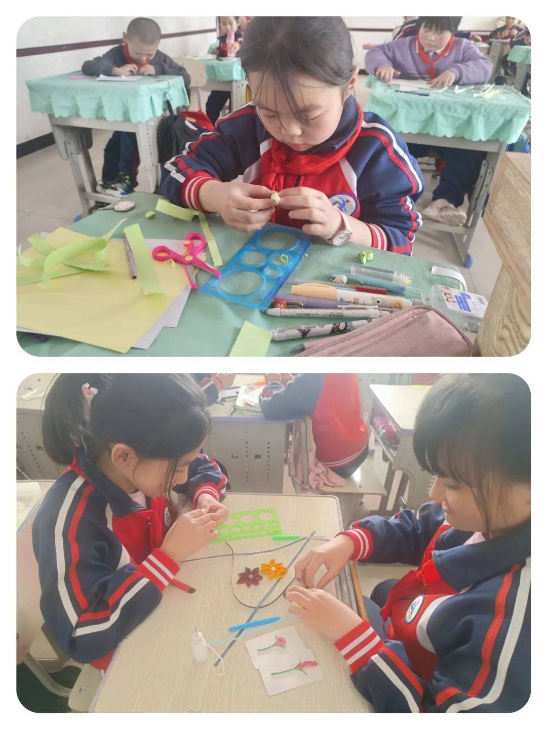 4月18日,双辽市东明镇中心小学校少年宫开展手工衍纸画制作展示活动4