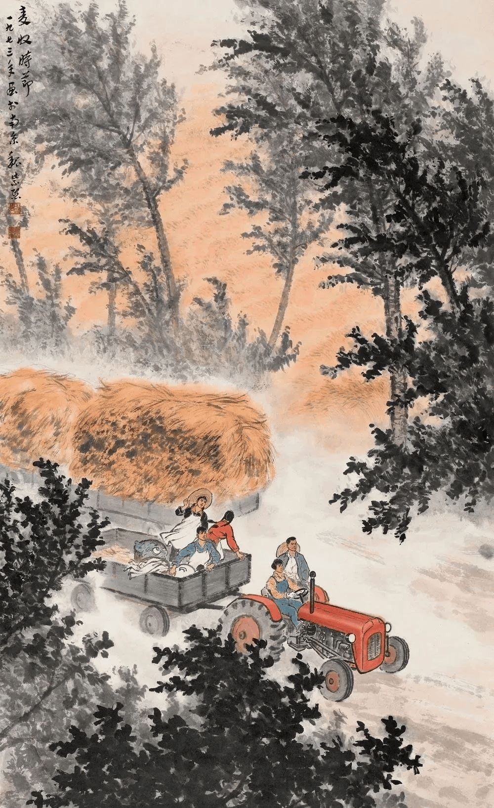 今日小满,一起来欣赏国画中的丰收场景