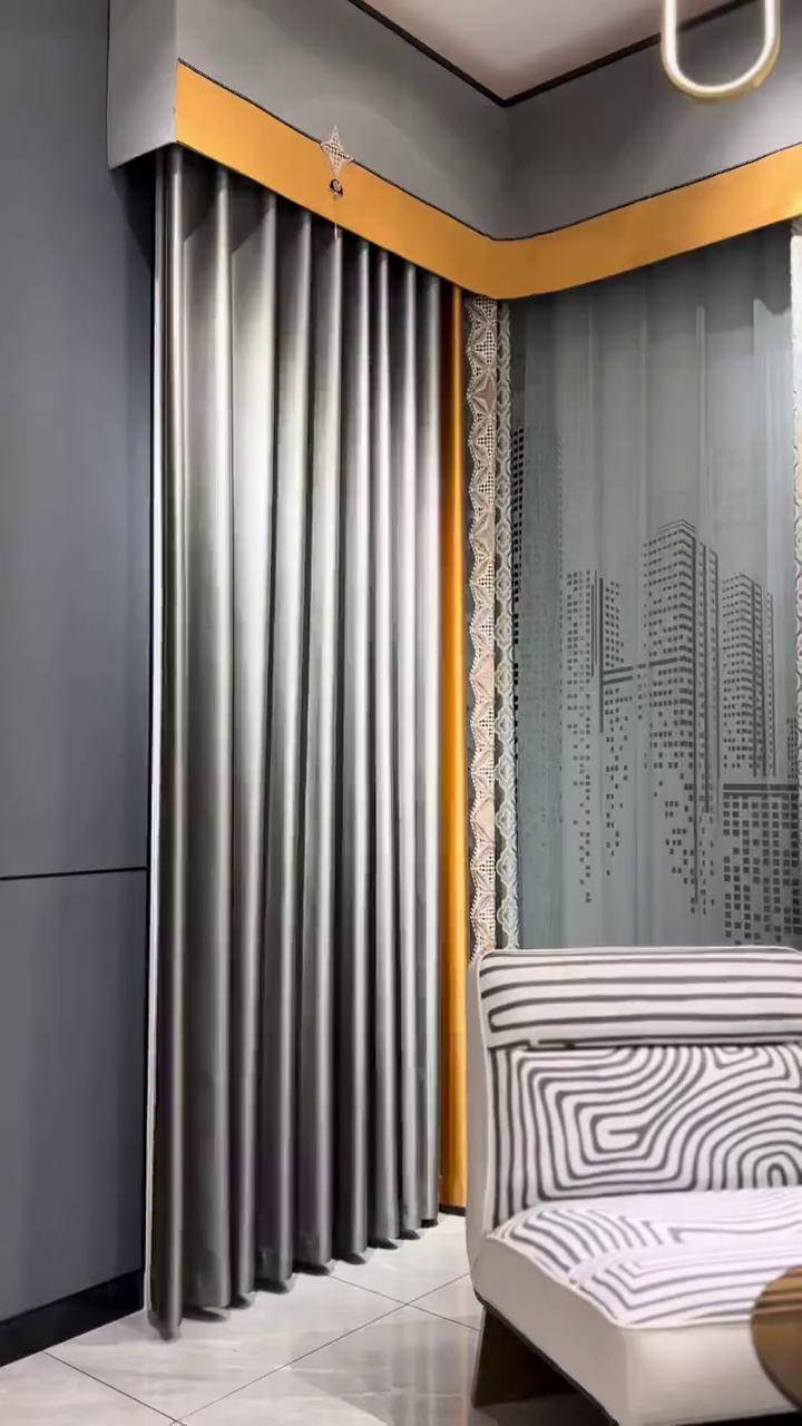 高级灰搭配爱马仕橙,画龙点睛的绣花立边,这样一幅窗帘你能打几分呢?