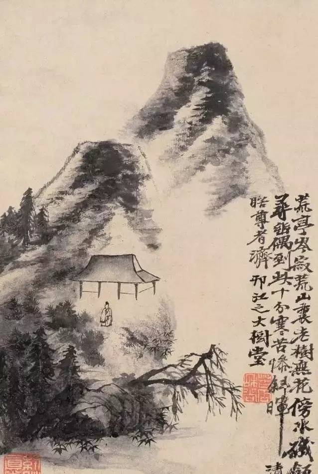 石涛是一个僧人,他从禅门转入画道,画风似有一种超凡脱俗的意境,无论
