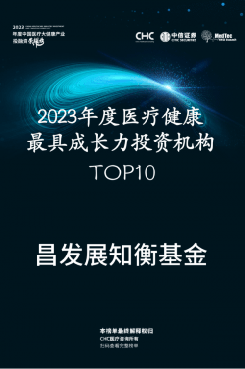 昌成长知衡直投基金荣登CHC 2023医疗强壮最具生长力投资机构TOP10(图1)