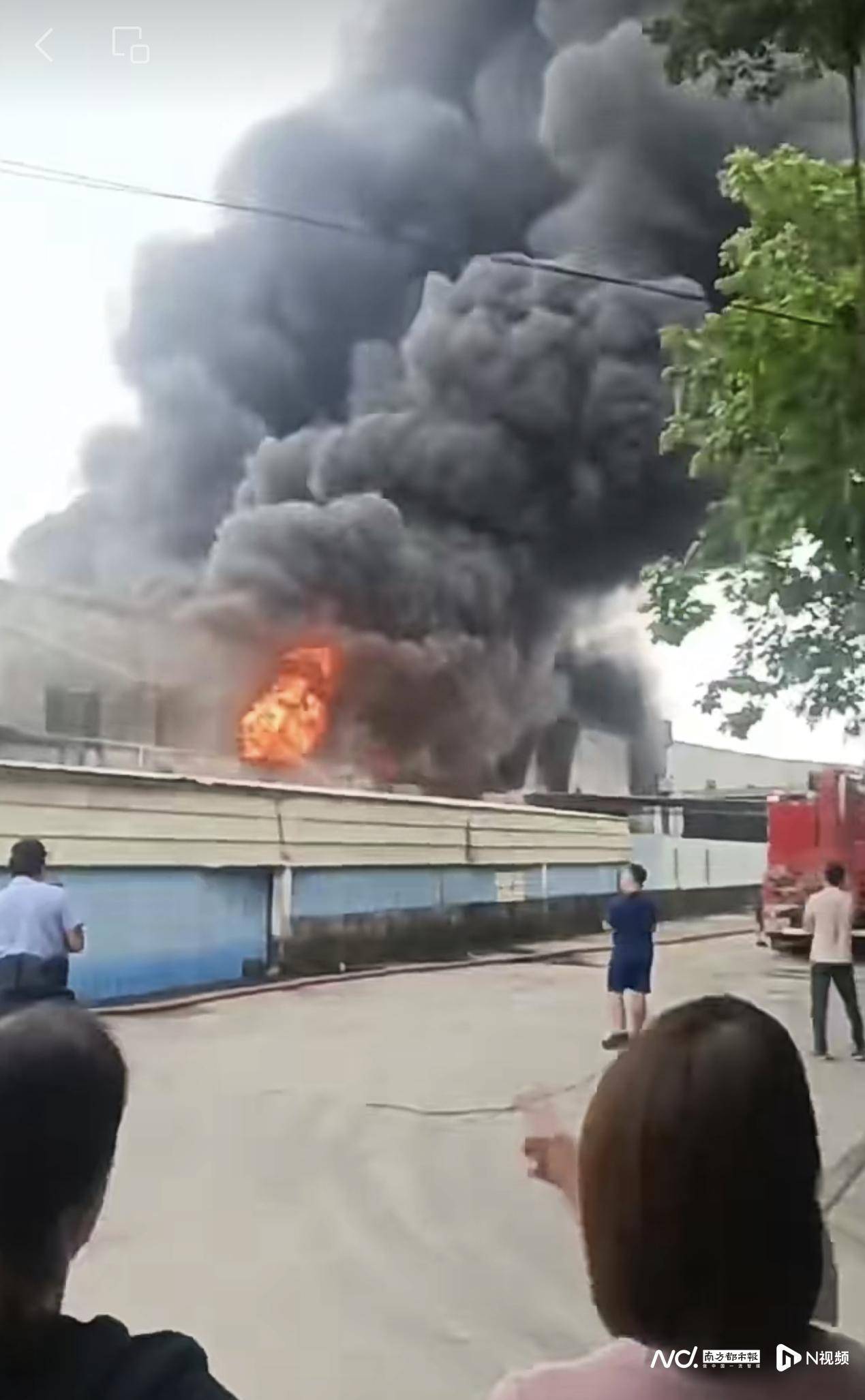 佛山一仓库突发火灾 现场黑烟滚滚