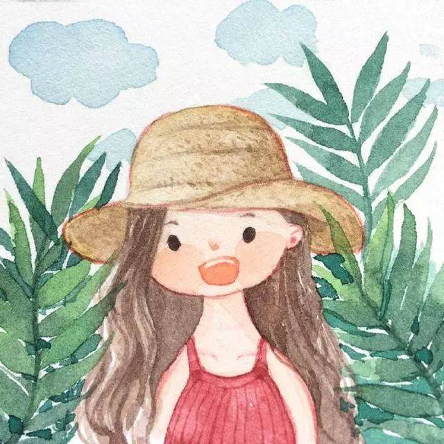 水彩插画 | 夏日里的可爱小女孩水彩插画,爸比的小棉袄