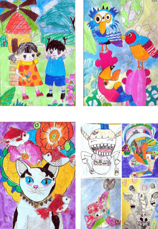 如素描,水粉,油画,当然也零星的散落着一部分儿童画,卡通画,动漫人物