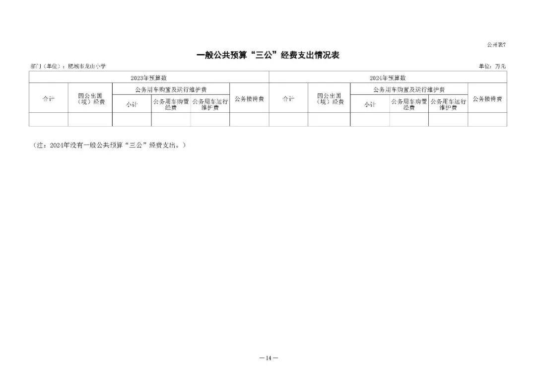 【预决算信息】肥城市龙山小学2024年经费预算信息