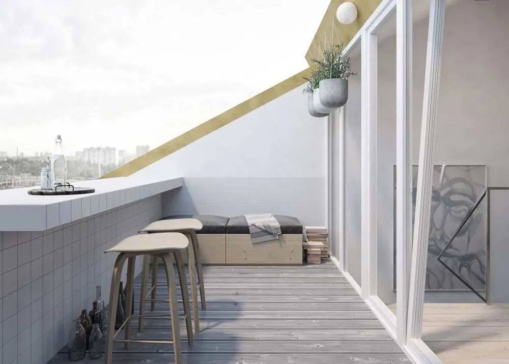 60㎡小户型大妙招:一楼简约宽敞,二楼露台变身吧台,享受自在生活!