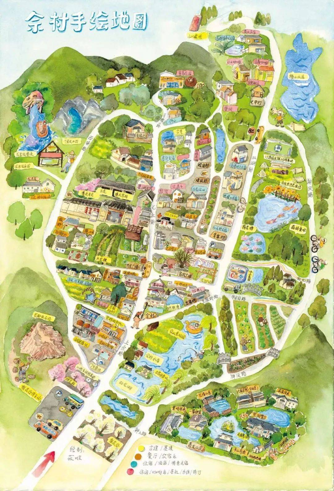 斜晖脉脉跟着手绘地图游玩在佘村佘村找回你久违的平和与松弛好拍