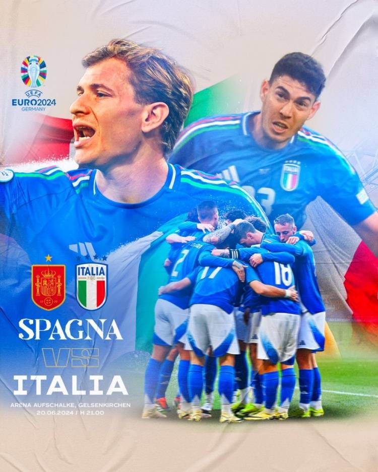 强强对话！意大利队晒对阵西班牙海报：球员们拥抱在一起