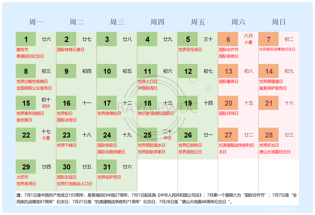 2021年7月黄历图片