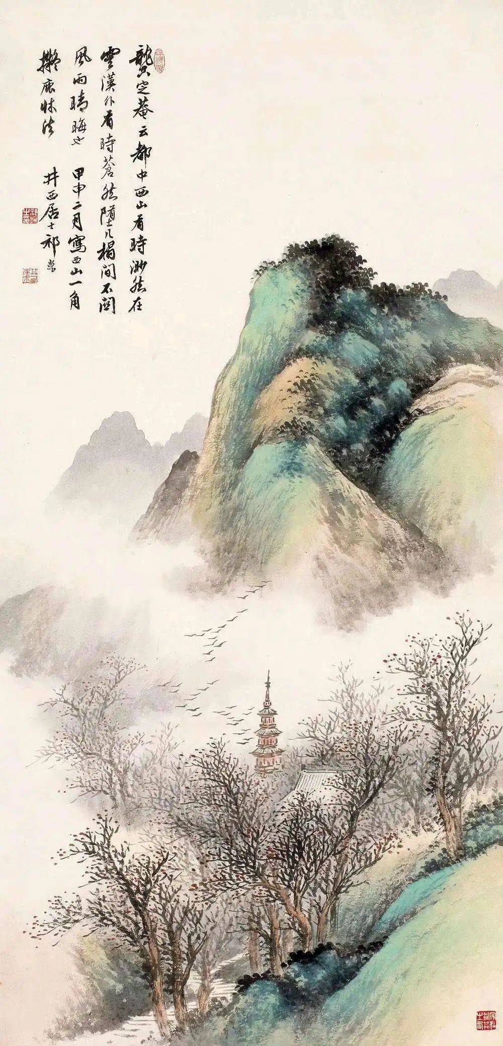 祁崑 山水画,笔法细腻一丝不苟