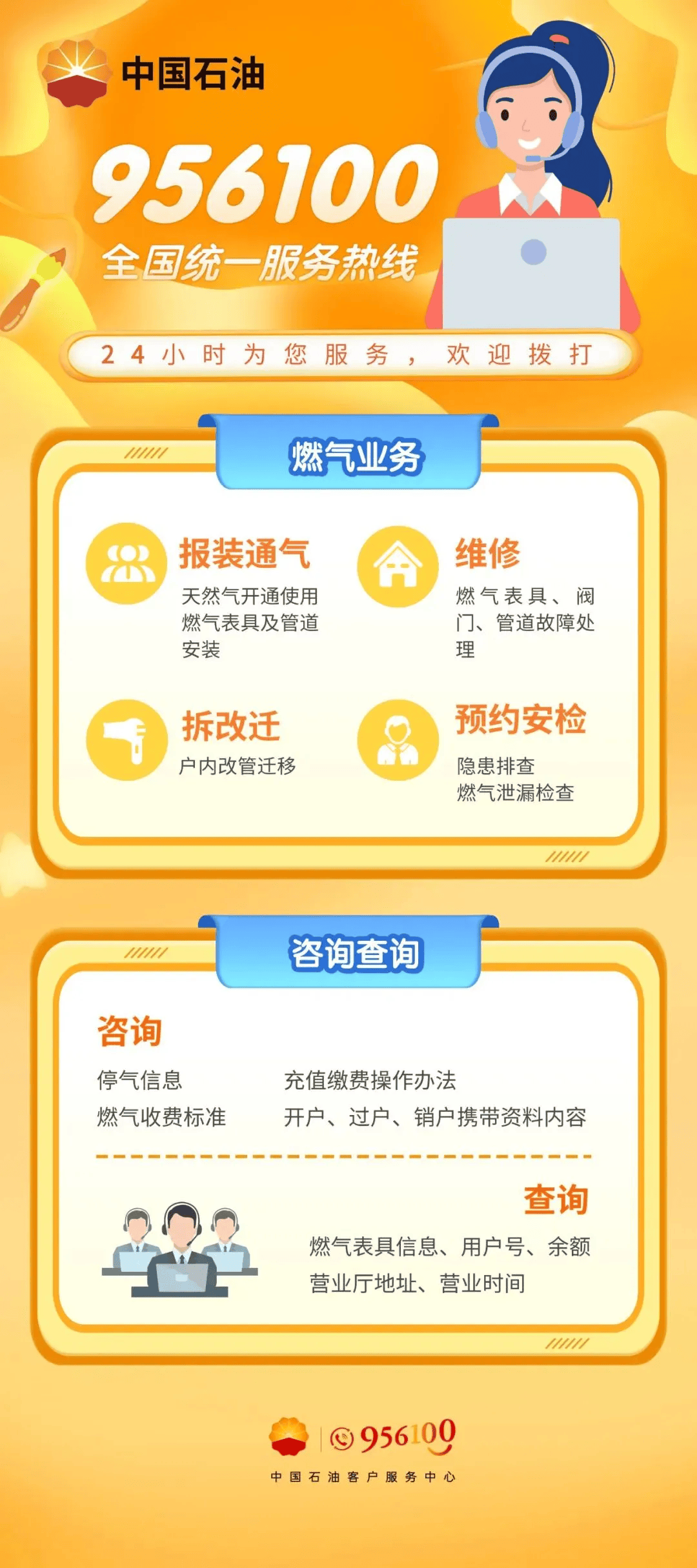 956100!大庆燃气公司客服热线变更