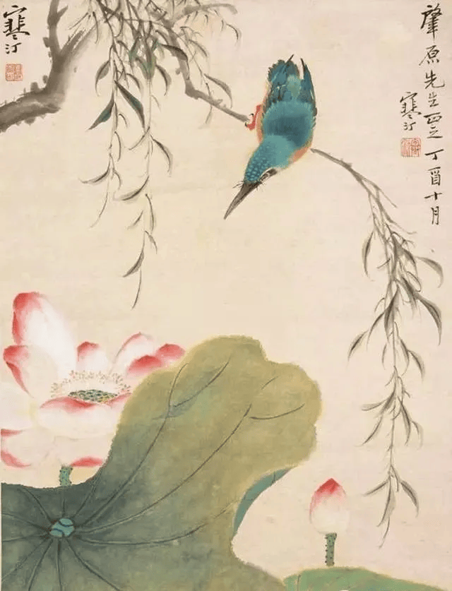10大名家笔下的荷花翠鸟,赏心悦目!