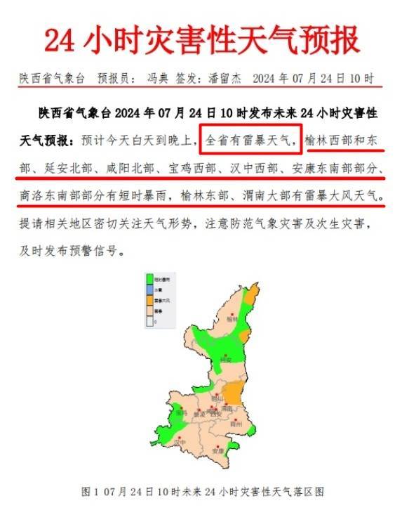 预报:预计今天白天到晚上,全省有雷暴天气,榆林西部和东部,延安北部