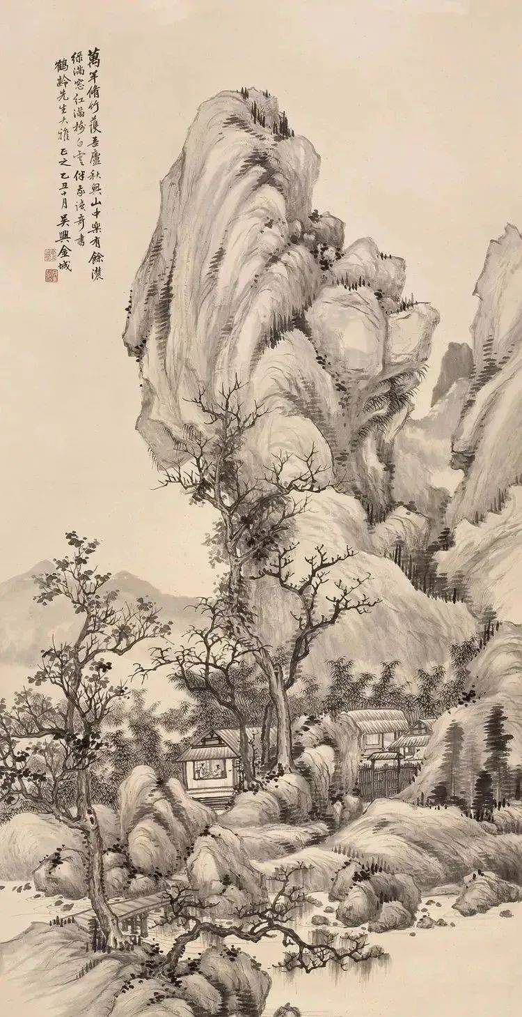 55幅高清国画,小小秀丽山水画 ,显得富有生气