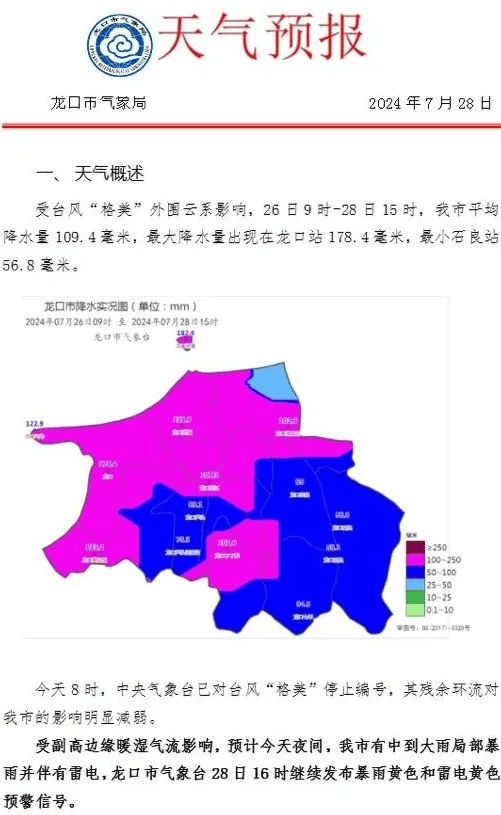 龙口暴雨!今晚中到大雨局部暴雨!