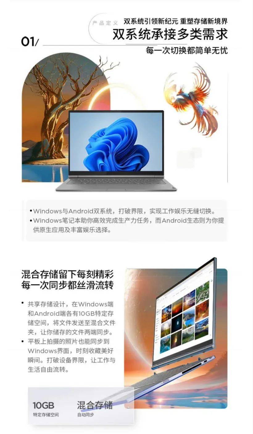 联想 thinkbook plus hybrid 二合一双系统电脑预售:骁龙 8  gen 1