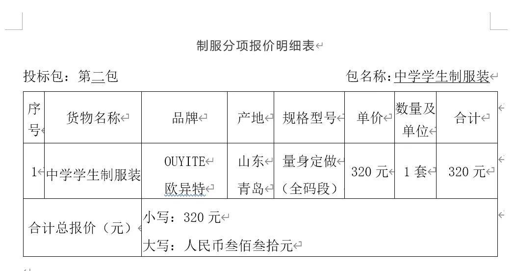 2024年崂山区育才学校校服第一次公示