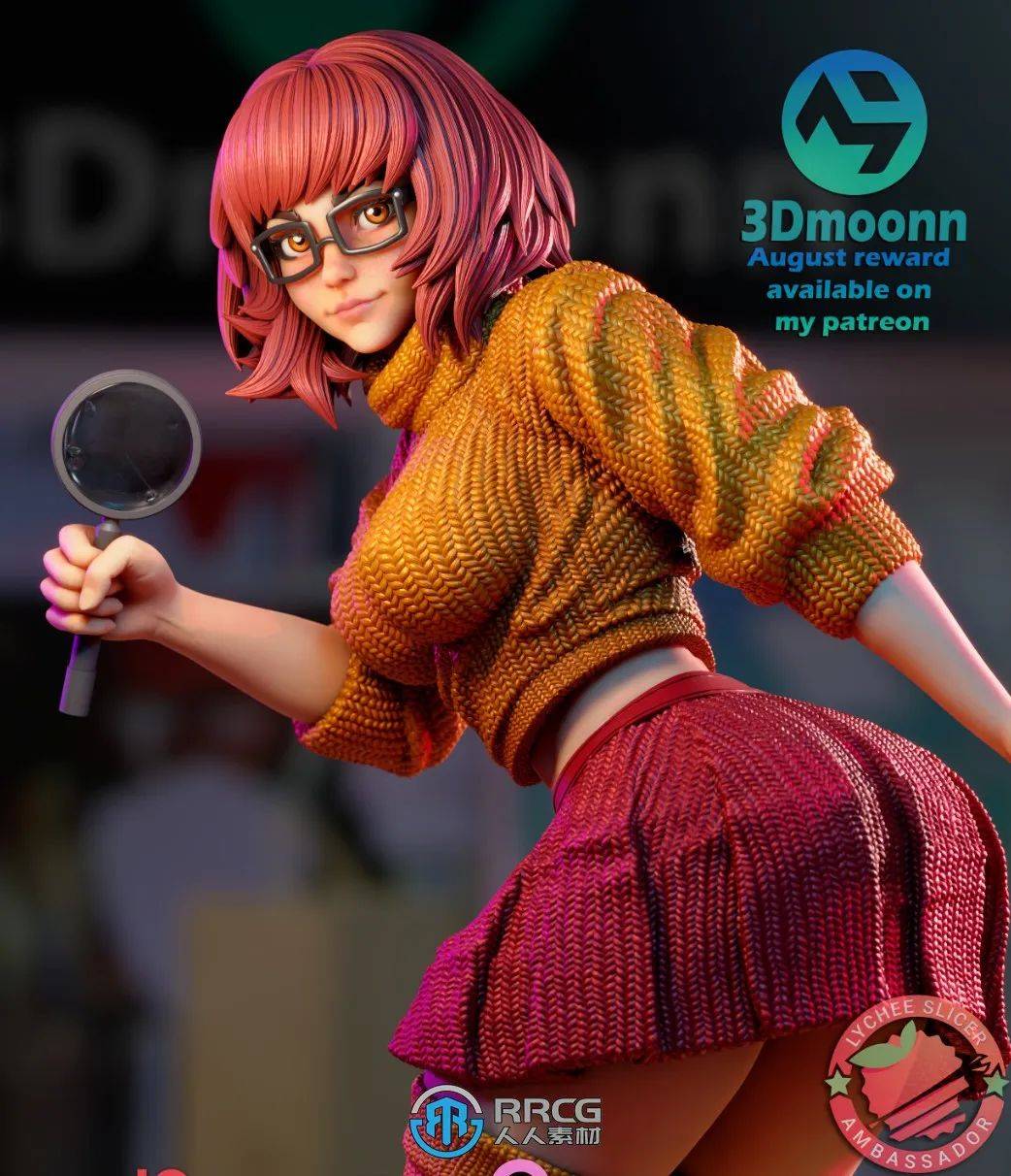 维尔玛《史酷比》动画角色雕刻手办3d打印模型