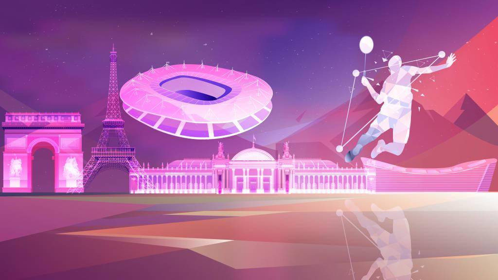 巴黎奥运会主题:城市地标运动项目插画