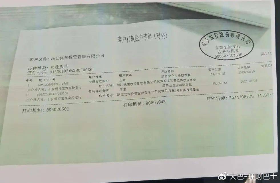，发现6月28日的客户存款账户清单显示，银行账户余额总计只剩下8万多块。